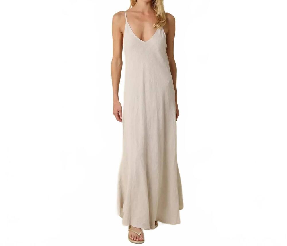 NEW OLIVACEOUS adeline flowy linen maxi dress in melange